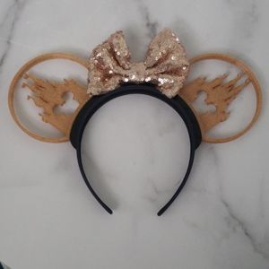 Cinderella Castle + Gold Bow Mickey Ears Headband